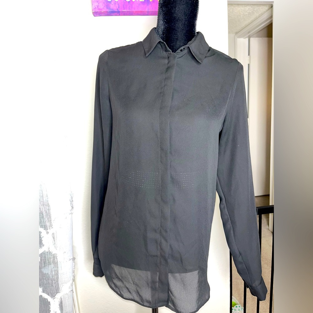 Asos Black Button Down Polyester Blouse - image 1